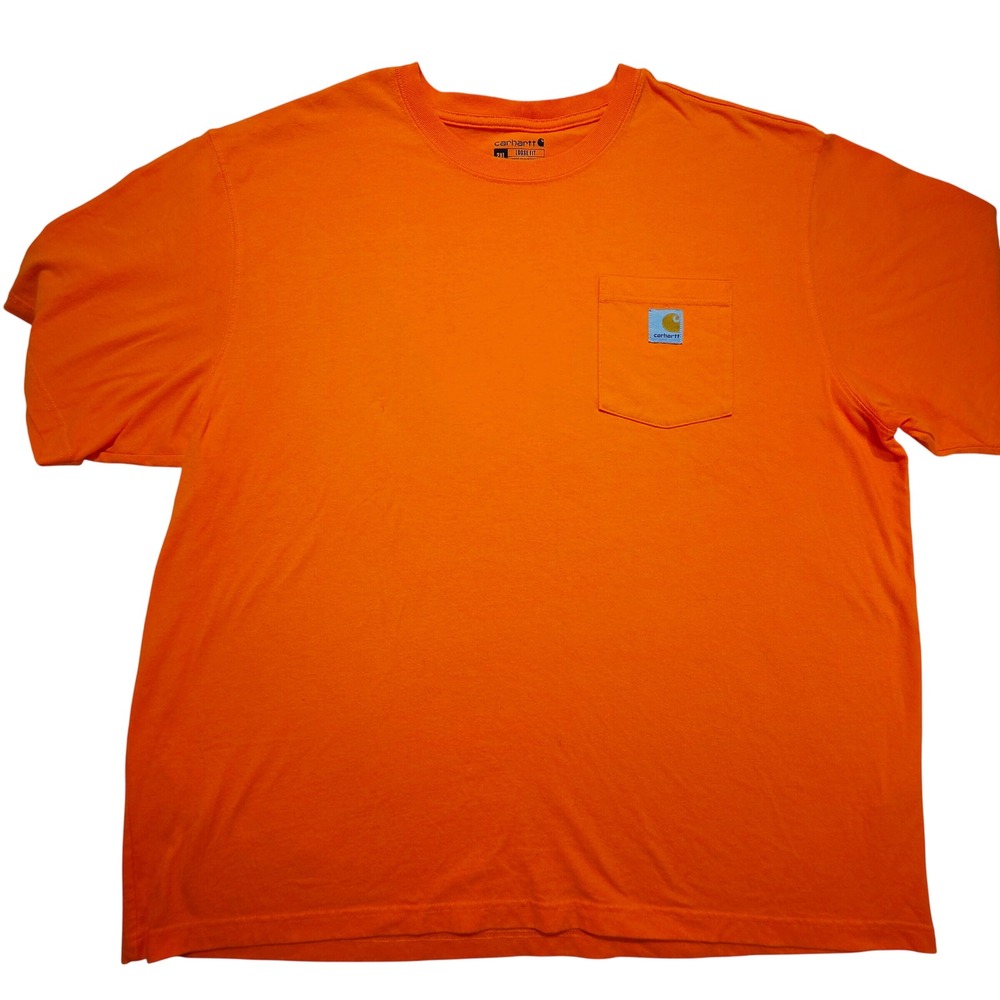 Carhartt Mens K87 Loose Fit Workwear Pocket T-Shirt Orange 2XL Short Sleeve Tee